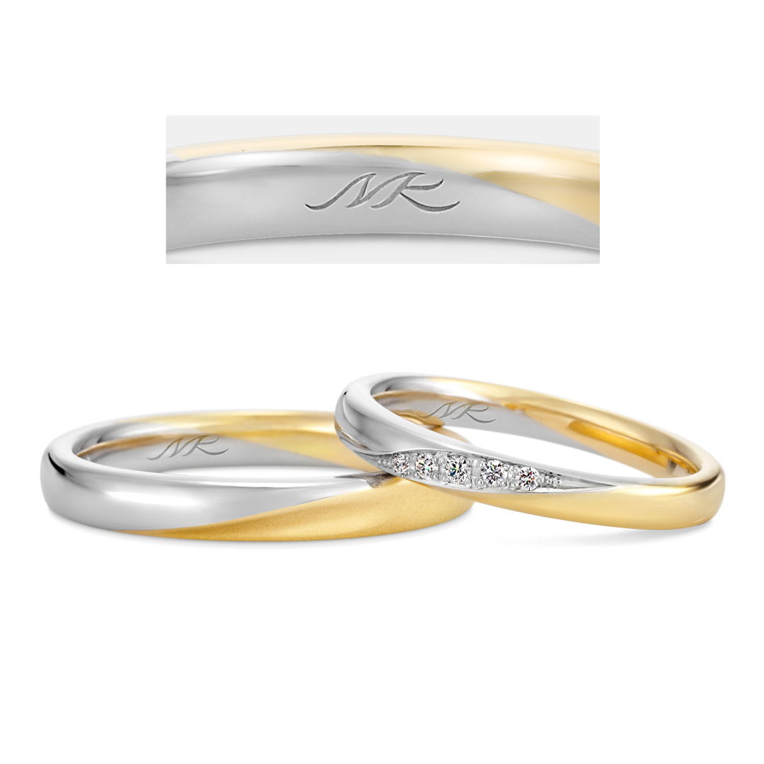 オーダーメイド刻印のコンビ結婚指輪