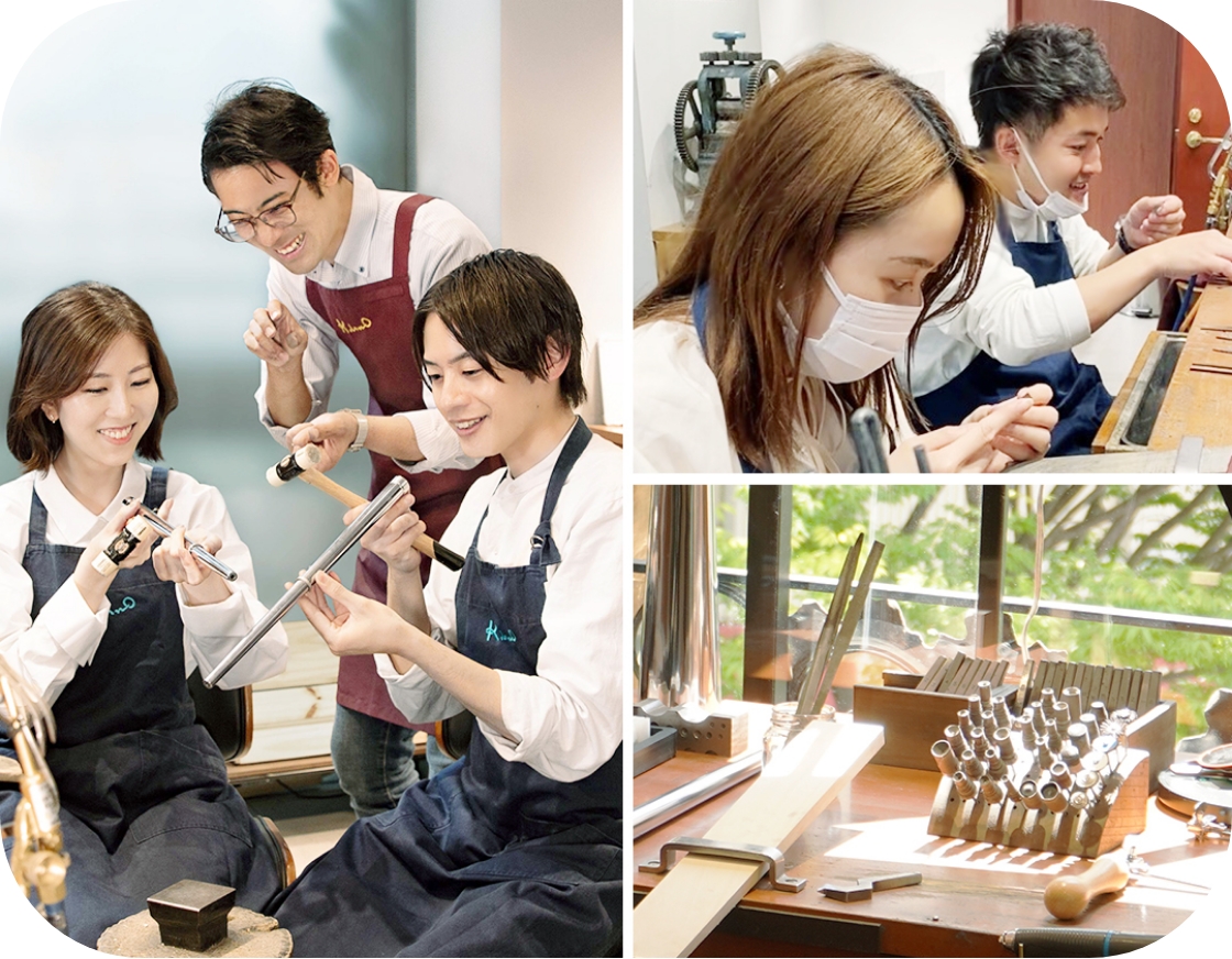 結婚指輪を手作りしている先輩カップル達