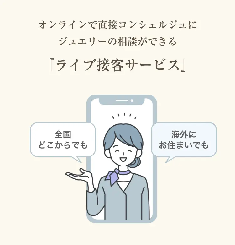 オンラインで直接コンシェルジュにジュエリーの相談ができる『ライブ接客サービス』