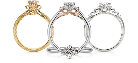 『Engagement Ring』
正面はシンプルに、側面にさりげない遊び心を取り入れたデザインはケイウノならでは。