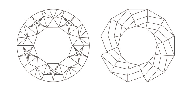 星や螺旋をモチーフとしたダイヤモンド
