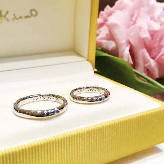 手作りの結婚指輪にピンクダイヤモンドを追加して…・広島店 | K.UNO 