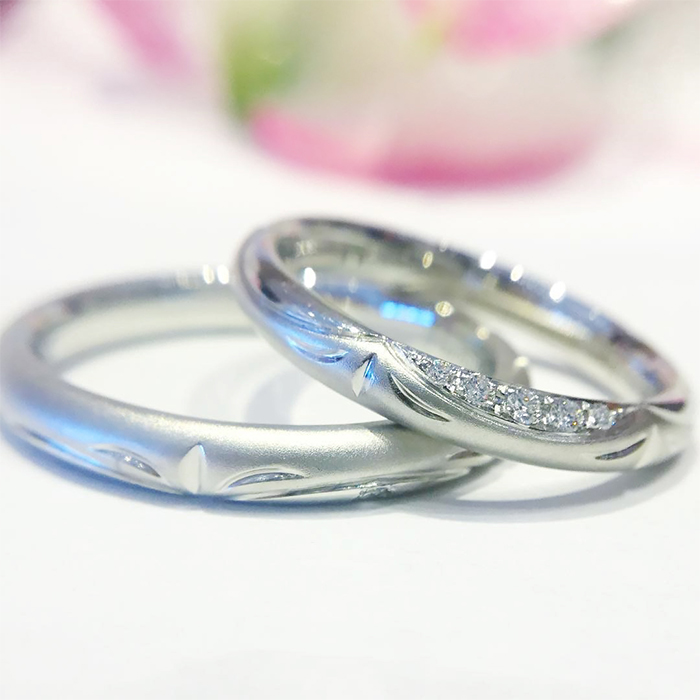 結婚指輪に毎年見に行く“梅の花”を施して…・クロスモール豊川店