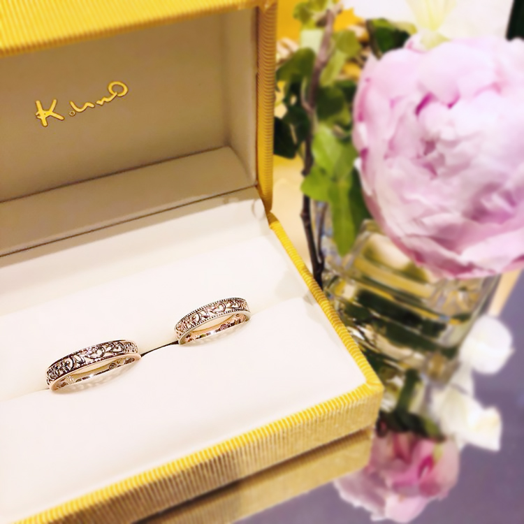 透かし模様が美しいフルオーダーの結婚指輪・金沢店