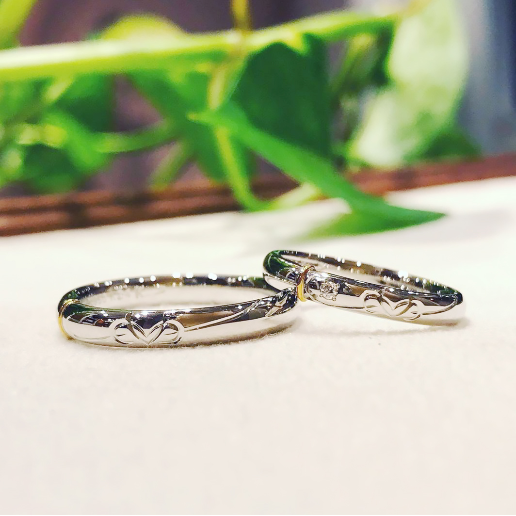 結婚指輪に水引きのデザインを施して…・神戸店